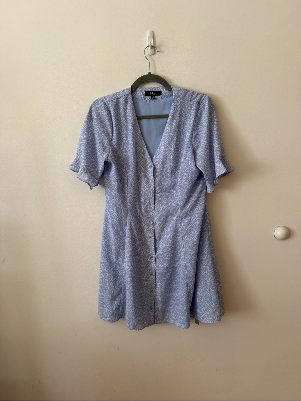 Lulu's Light Floral Blue Button-Front Mini Dress